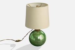 French Designer, Table Lamp, Brass, Glass, France, 1940s