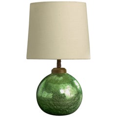 French Designer, Table Lamp, Brass, Glass, France, 1940s