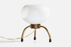 Diseñador francés, Lámpara de mesa, Latón, Cristal, Francia, Años 50