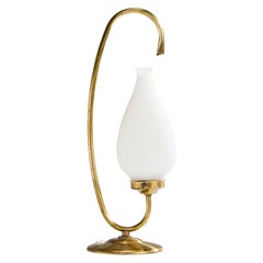 Designer français, lampe de bureau, laiton, verre, France, années 1950