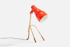 French Designer, Table Lamp, Brass, Metal, France, 1950s