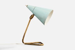 French Designer, Table Lamp, Brass, Metal, France, 1950s