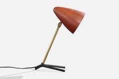 French Designer, Table Lamp, Brass, Metal, France, 1950s