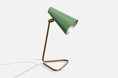French Designer, Table Lamp, Brass, Metal, France, 1950s