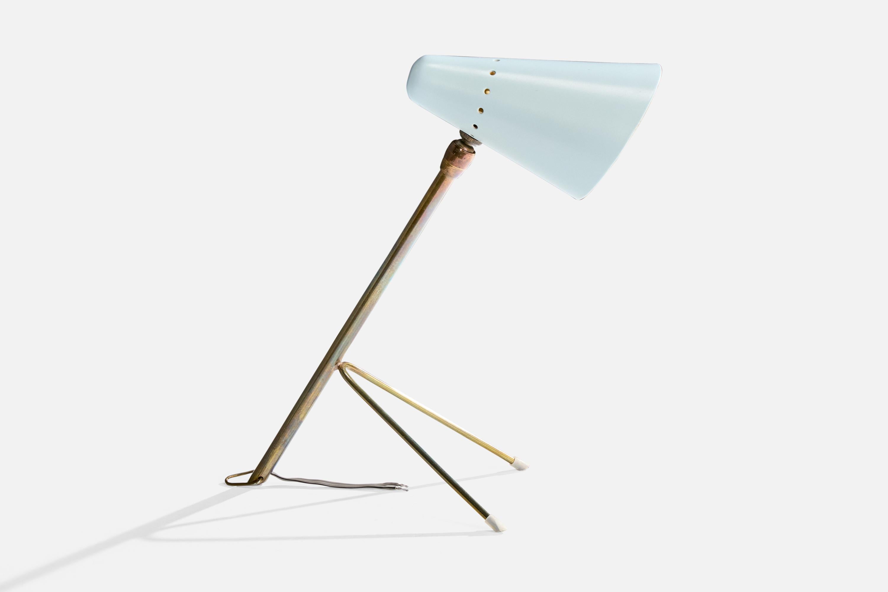 Mid-Century moderno Lampada da tavolo di design francese, ottone, metallo, Francia, anni '50 in vendita