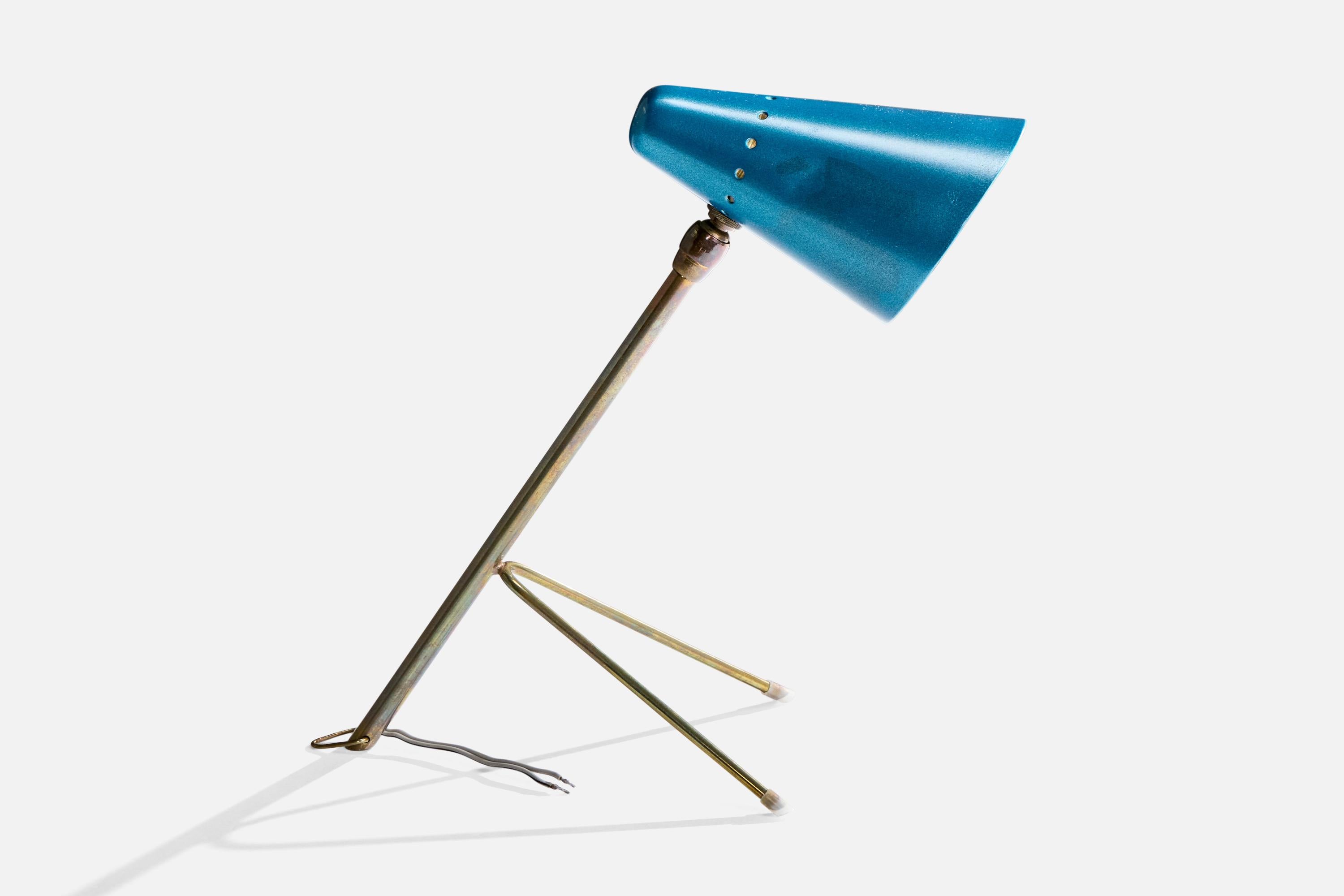 Mid-Century moderno Lampada da tavolo di design francese, ottone, metallo, Francia, anni '50 in vendita