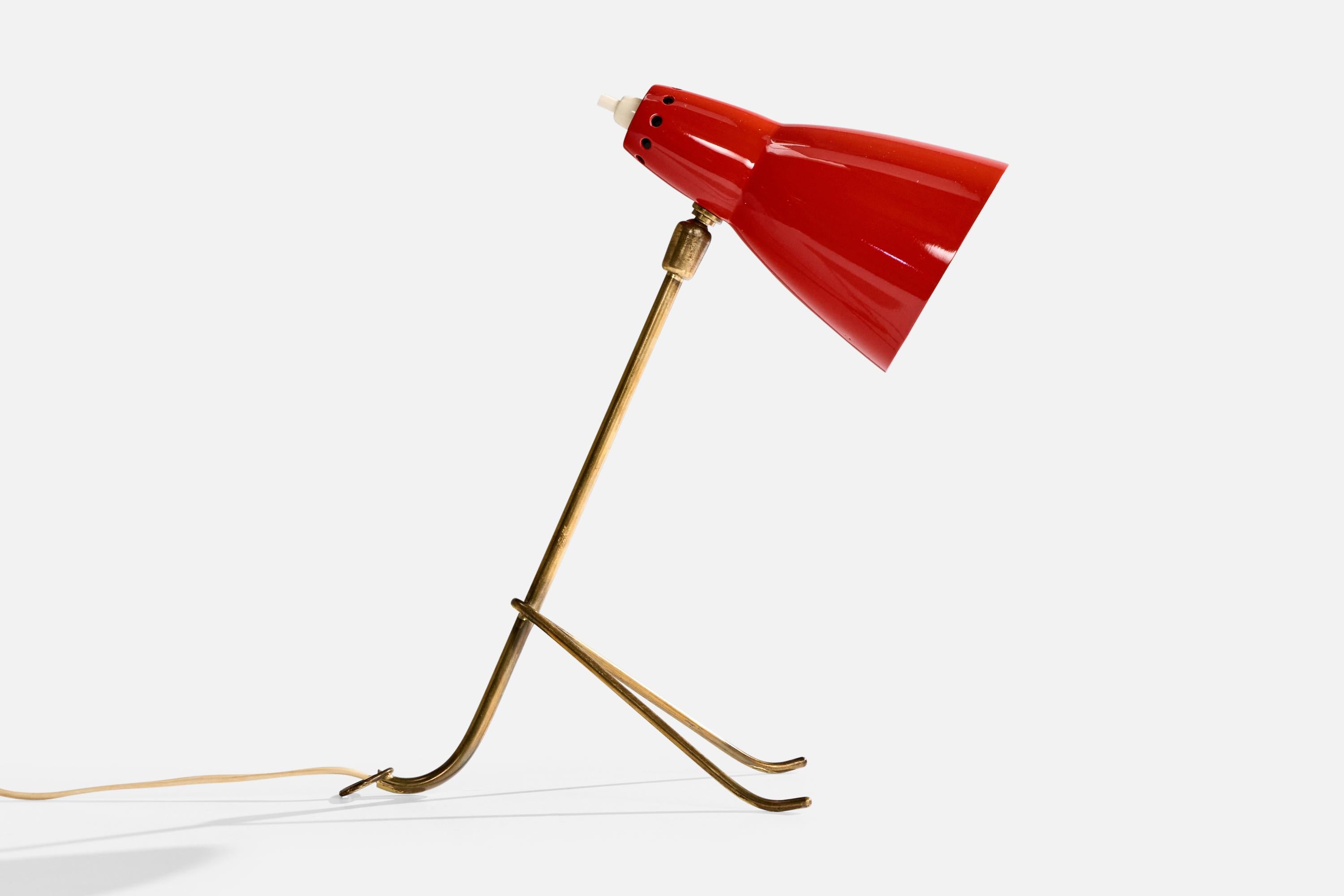 Diseñador francés, Lámpara de mesa, Latón, Metal, Francia, Años 50 Moderno de mediados de siglo en venta