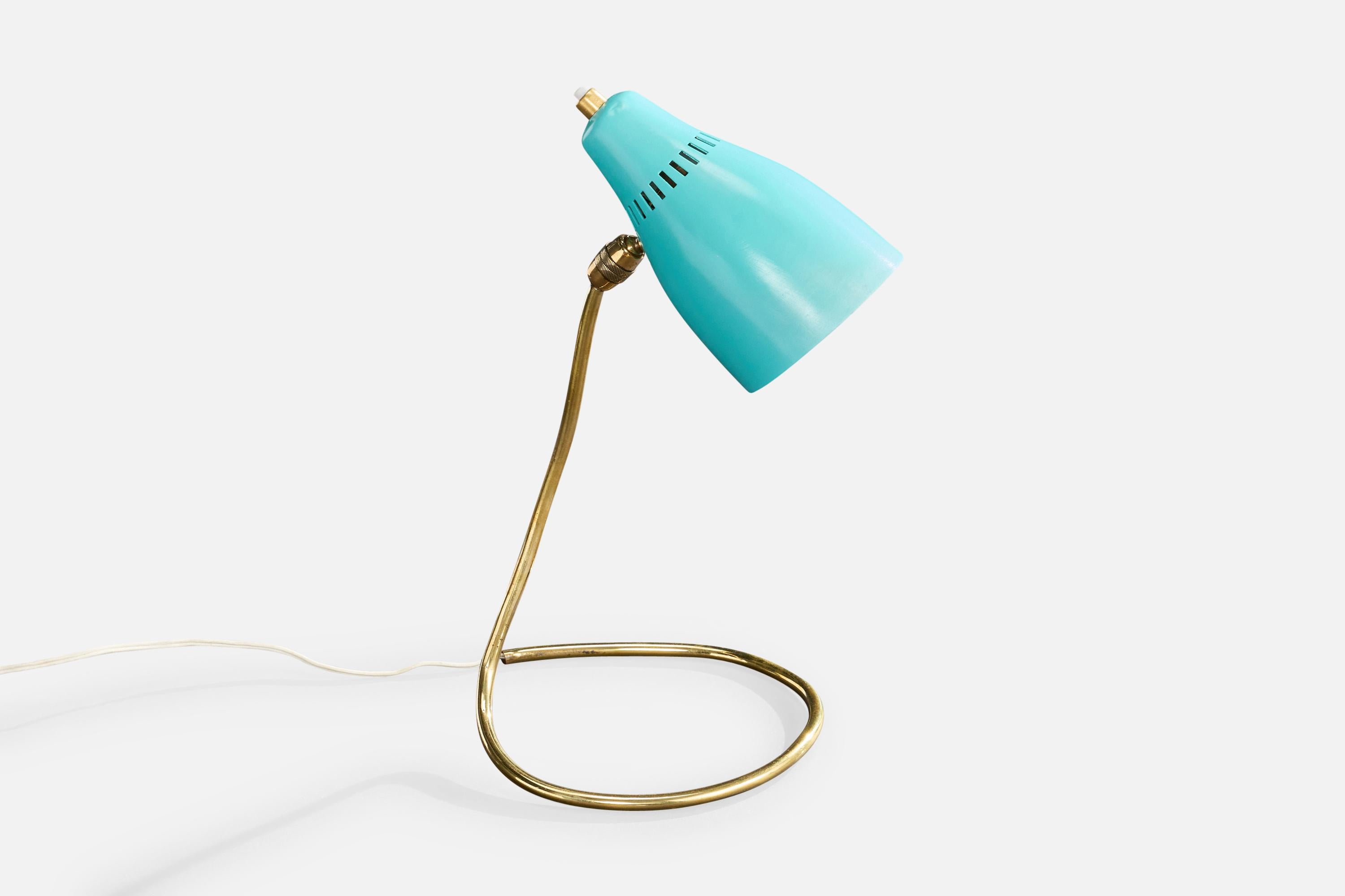 Mid-Century Modern Lampe de table de designer français, laiton, métal, France, années 1950 en vente