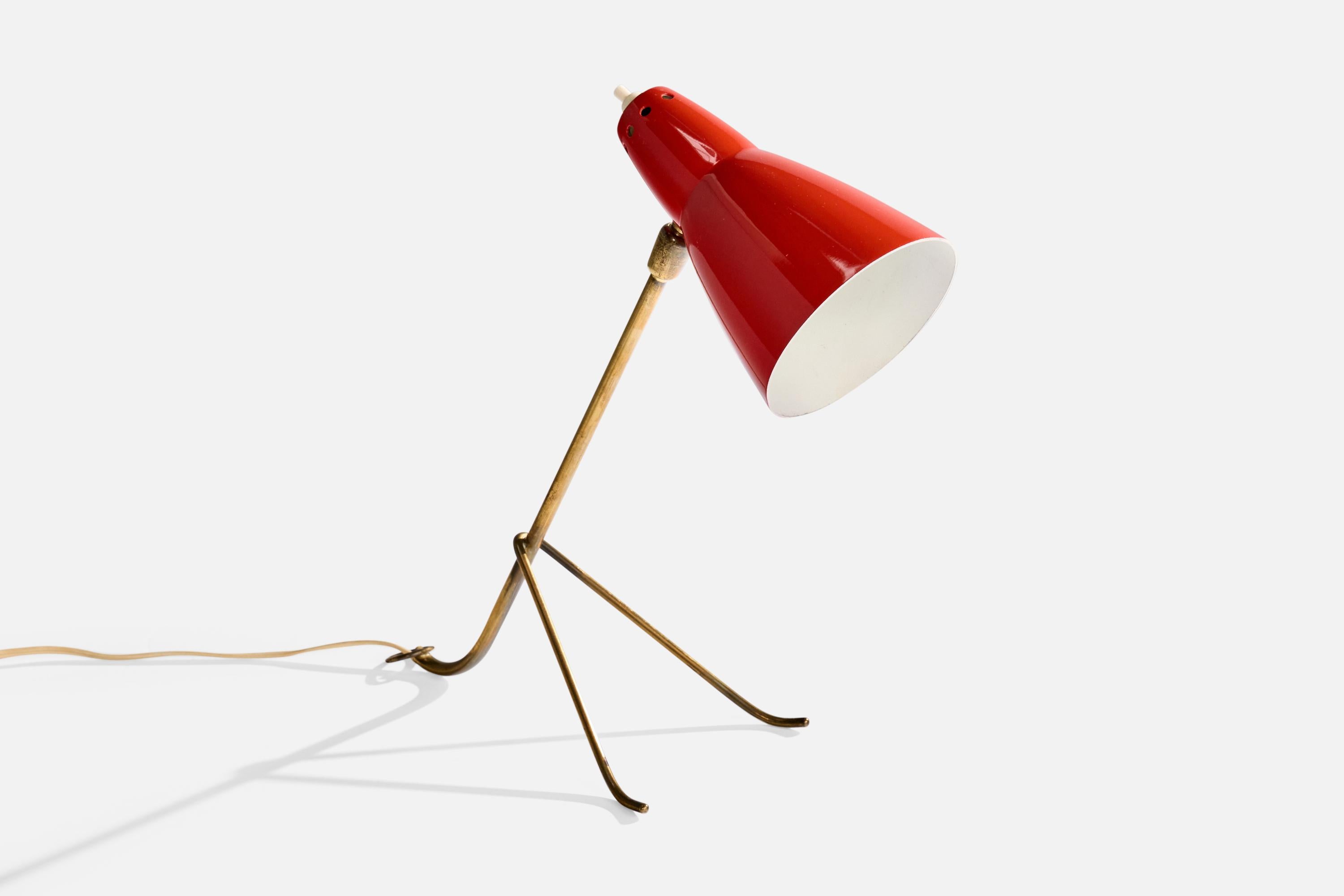 Diseñador francés, Lámpara de mesa, Latón, Metal, Francia, Años 50 Francés en venta