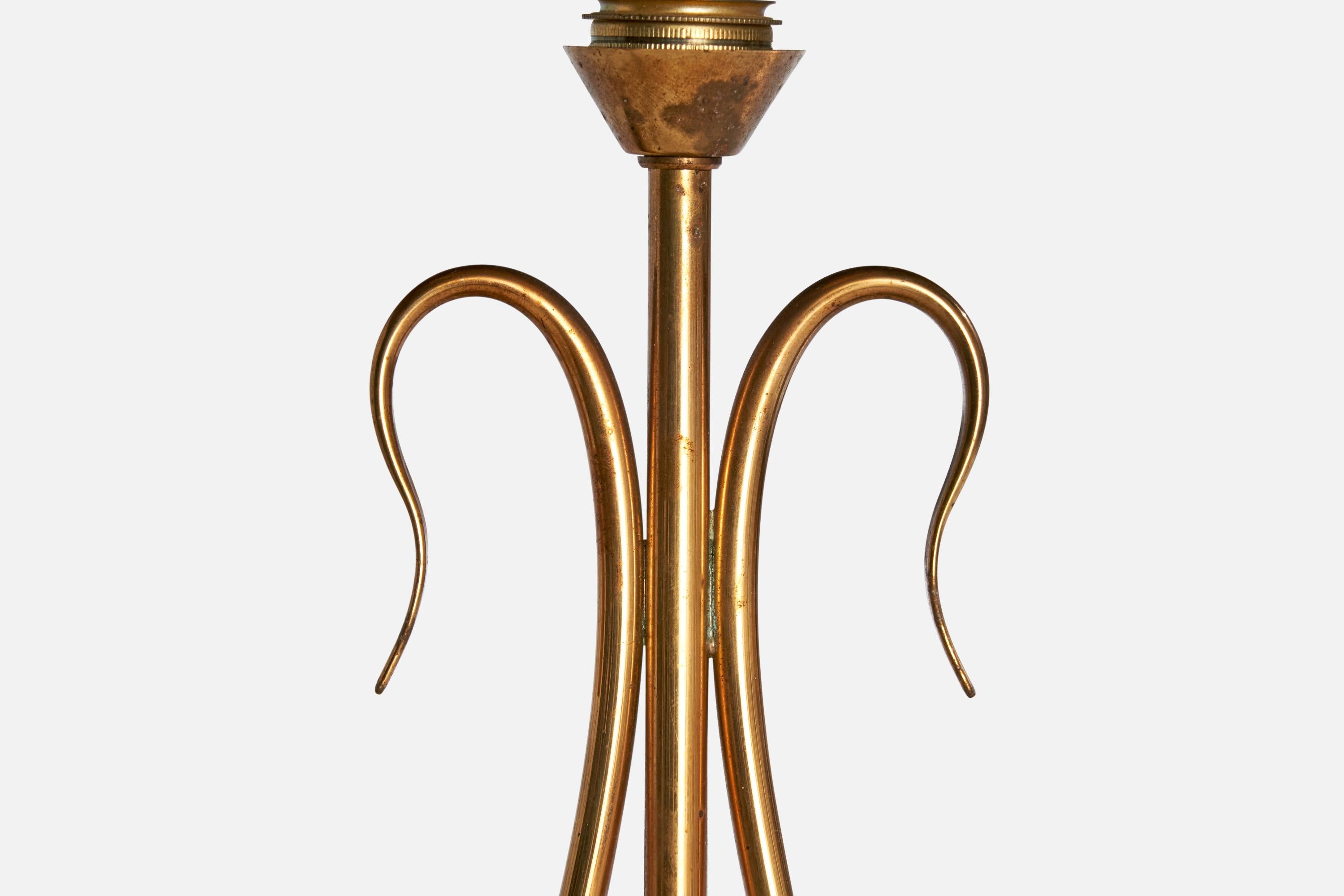 Mid-20th Century French Designer, Table Lamp, Brass, Metal, France, 1950s For Sale