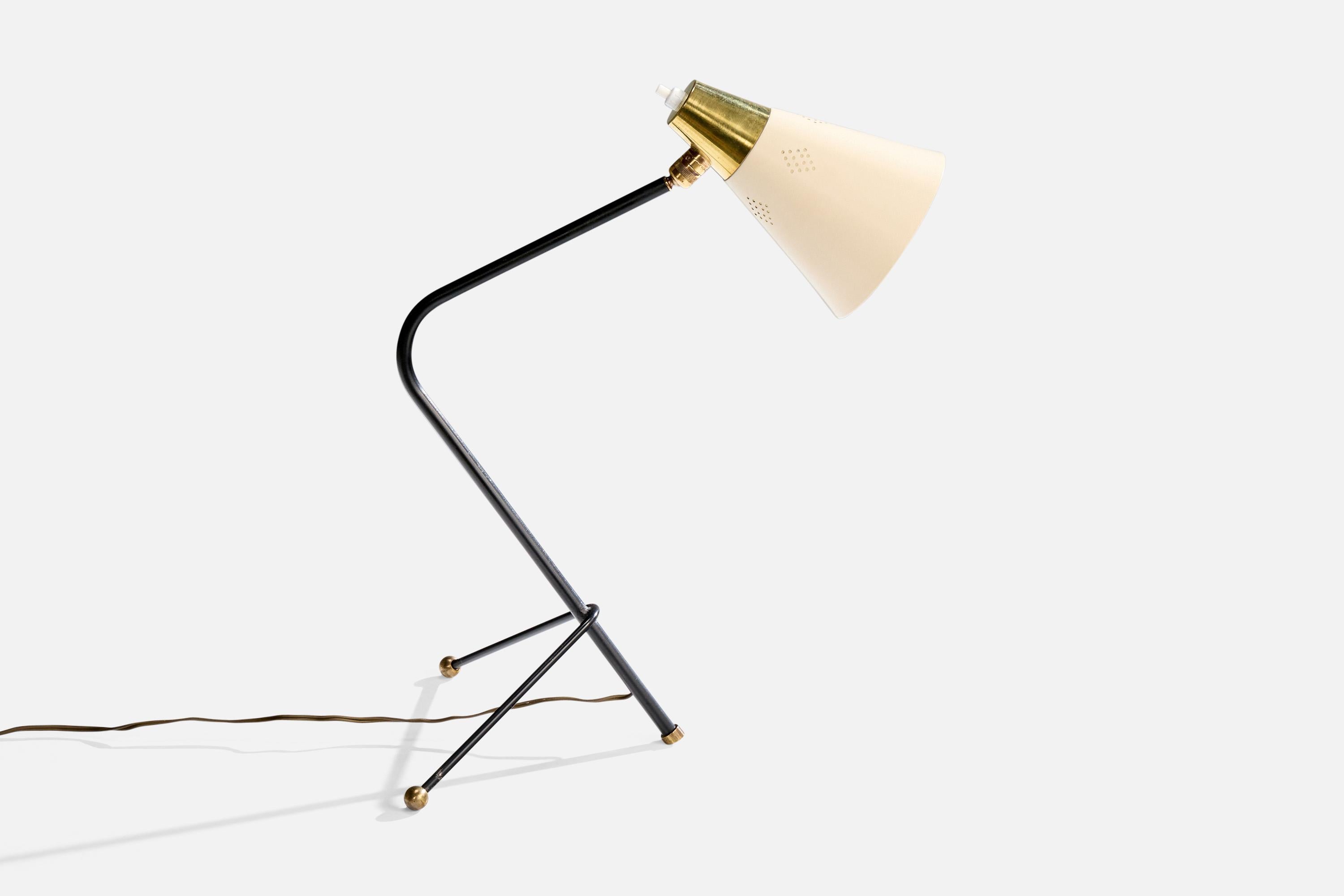 Lampada da tavolo di design francese, ottone, metallo, Francia, anni '50 In condizioni buone in vendita a High Point, NC