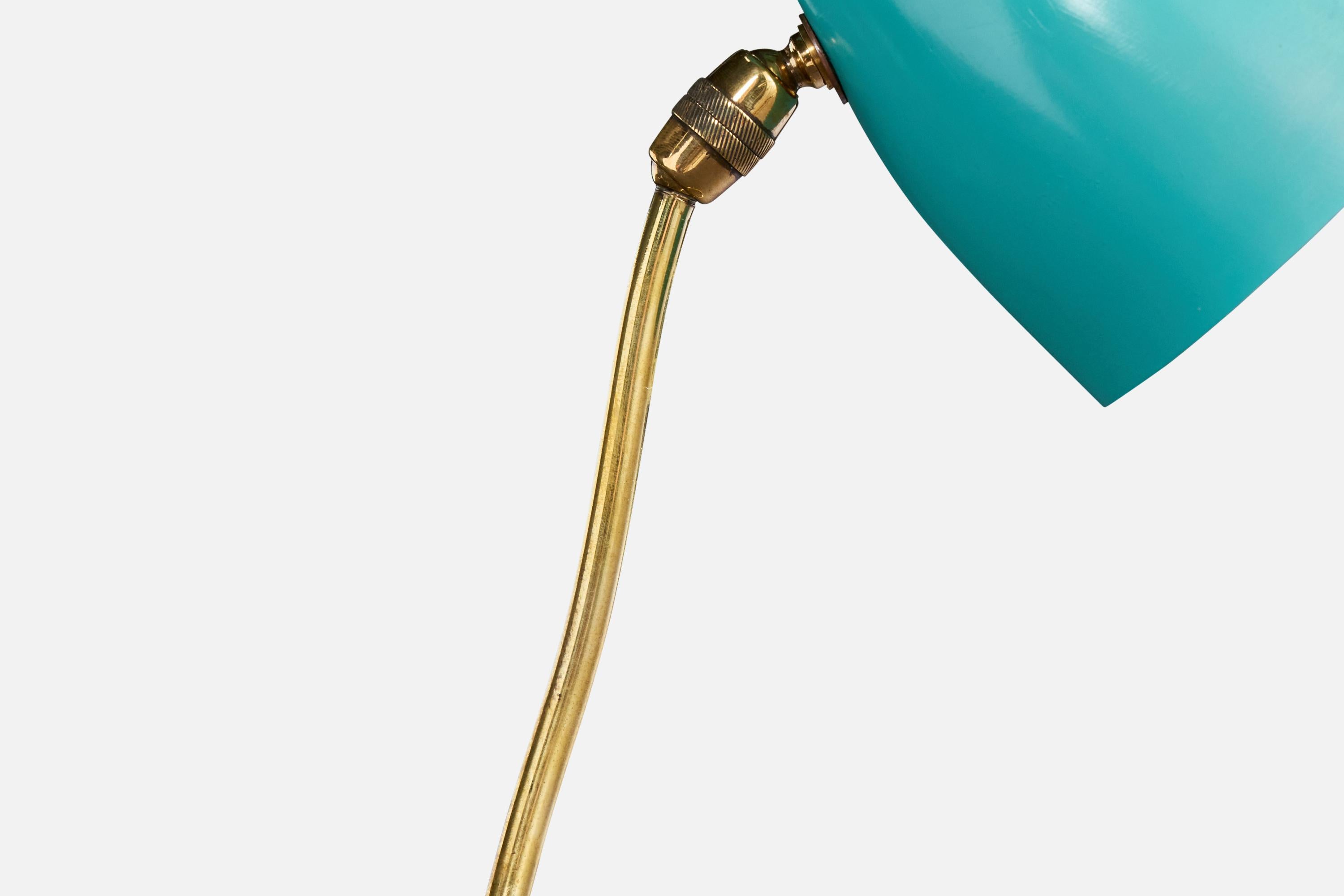 Métal Lampe de table de designer français, laiton, métal, France, années 1950 en vente