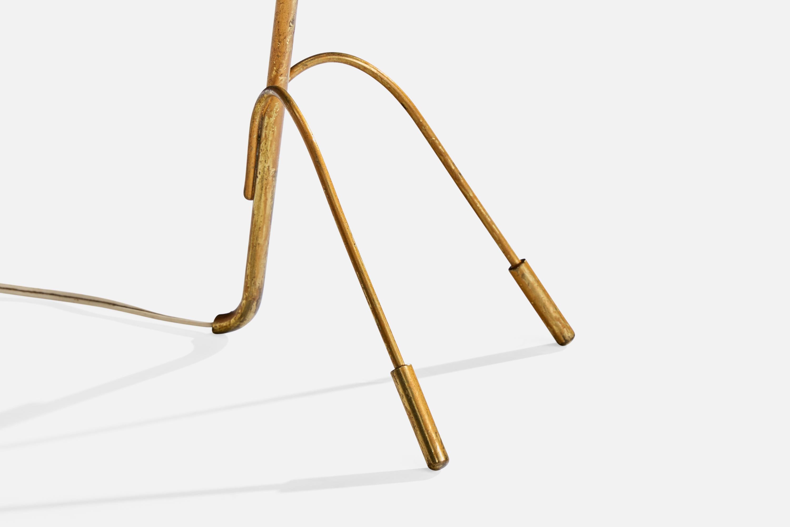 Lampe de table de designer français, laiton, métal, France, années 1950 en vente 1