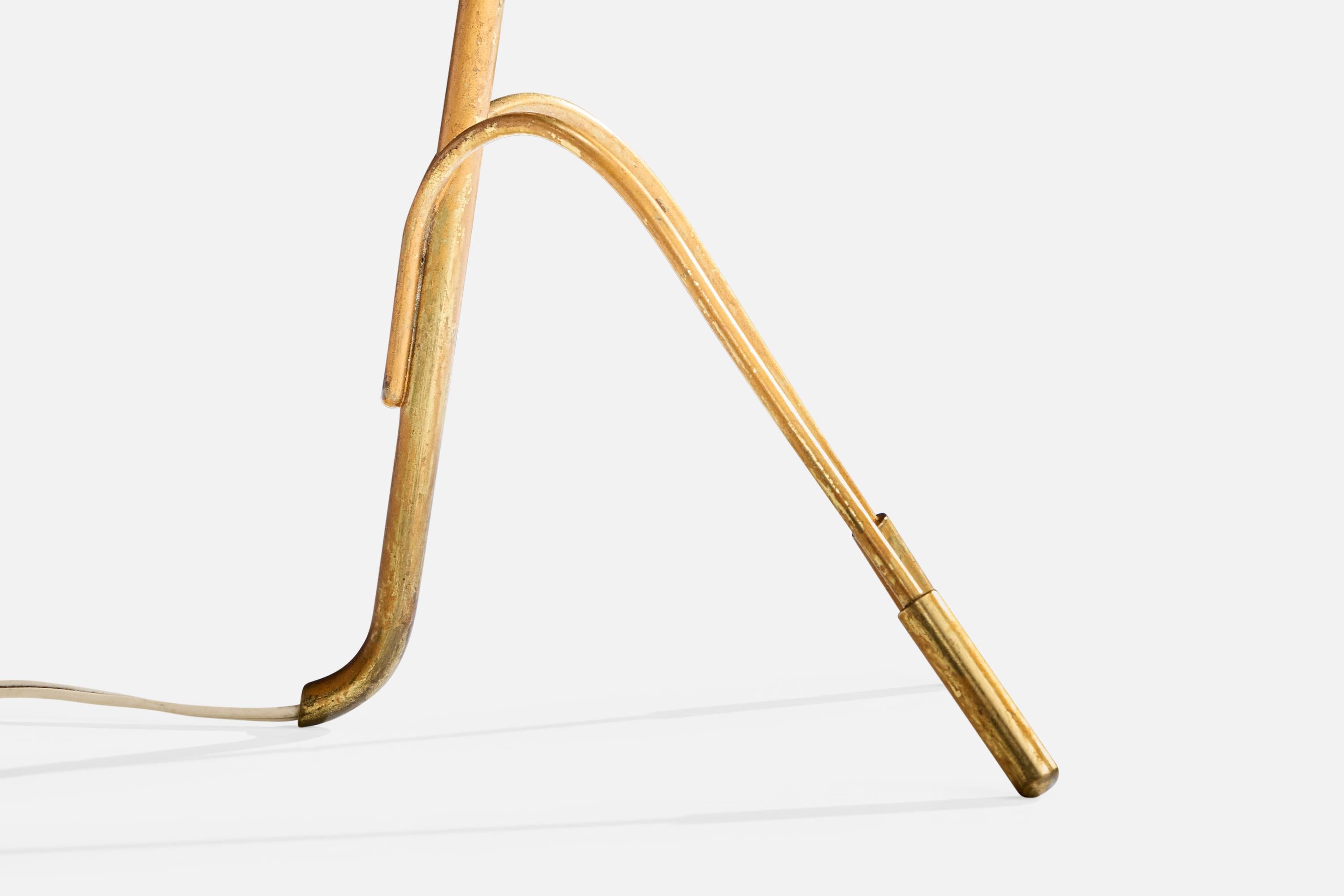 Lampe de table de designer français, laiton, métal, France, années 1950 en vente 2