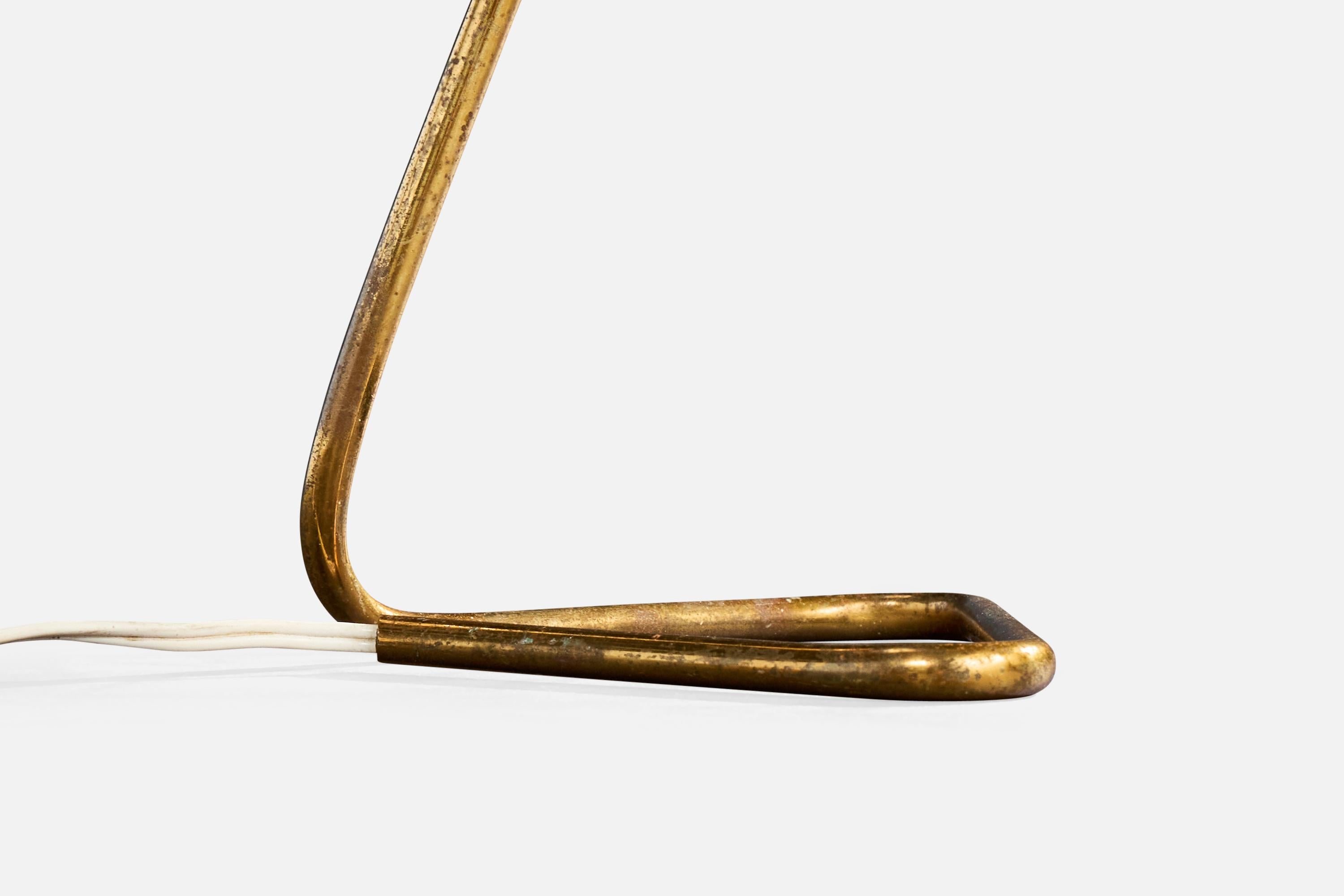 Französische Designerin, Tischlampe, Messing, Metall, Frankreich, 1950er Jahre im Angebot 4