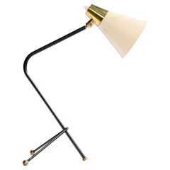 Französische Designerin, Tischlampe, Messing, Metall, Frankreich, 1950er Jahre