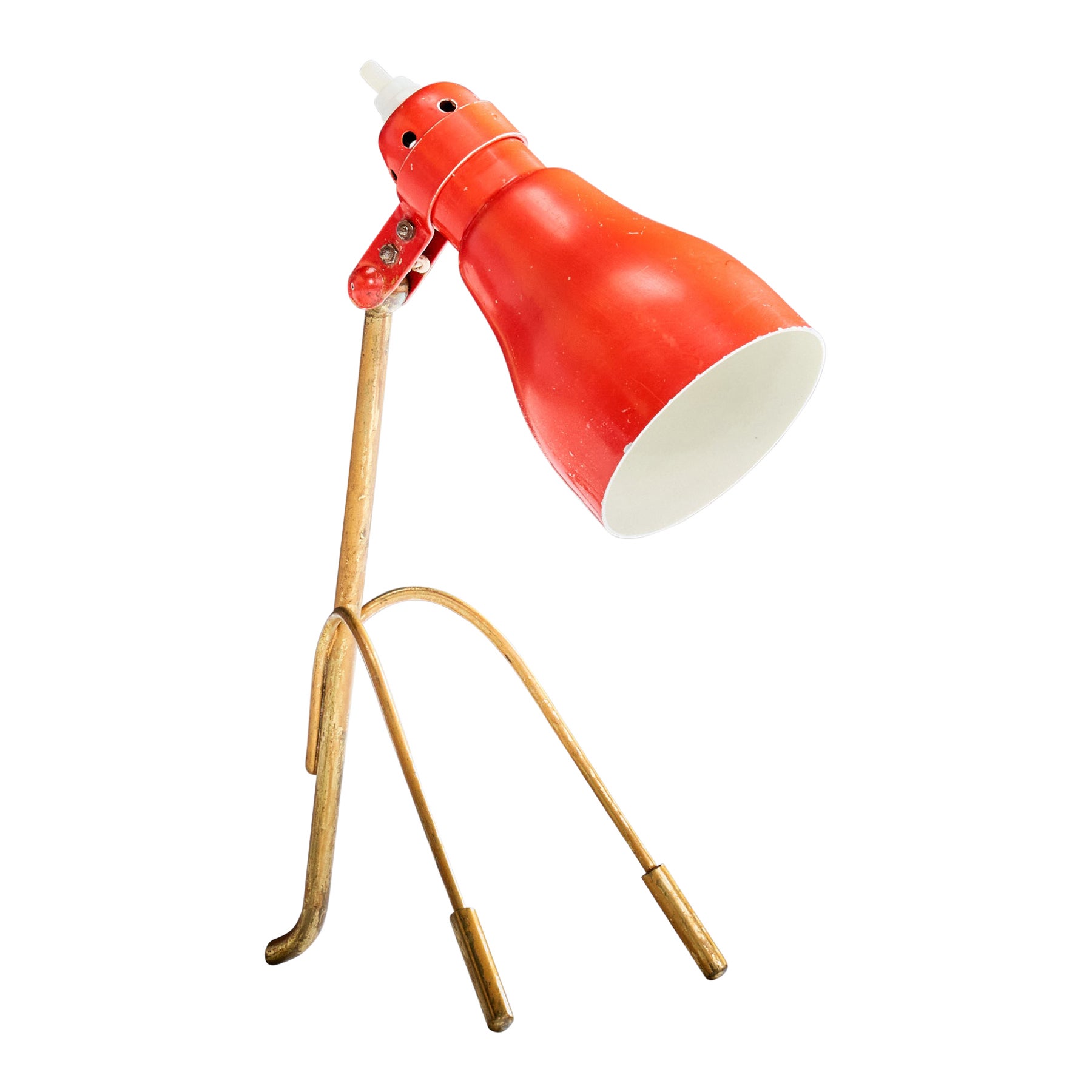 Lampe de table de designer français, laiton, métal, France, années 1950