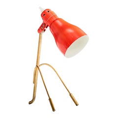 Lampe de table de designer français, laiton, métal, France, années 1950
