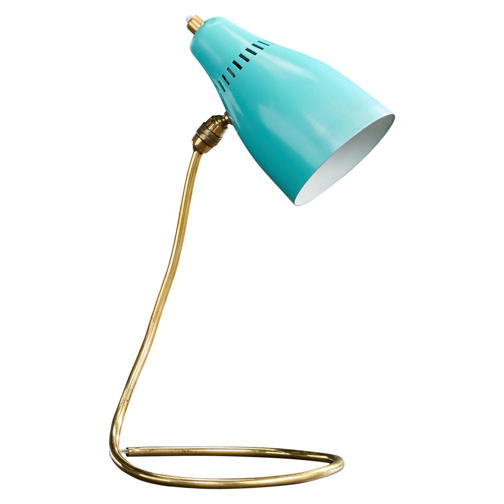 French Designer, Table Lamp, Brass, Metal, France, 1950s