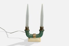 French Designer, Table Lamp, Brass, Metal, Onyx, Glass, France, 1950s