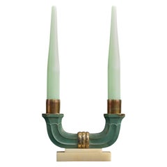 French Designer, Table Lamp, Brass, Metal, Onyx, Glass, France, 1950s