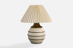 French Designer, Table Lamp, Brass, Metal, Paper, France, 1950s