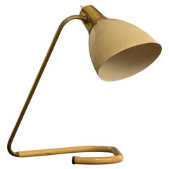 Lampe de table de designer français, laiton, métal, caoutchouc, France, années 1950