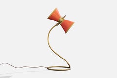 French Designer, Table Lamp, Brass, Paper, France, 1950s