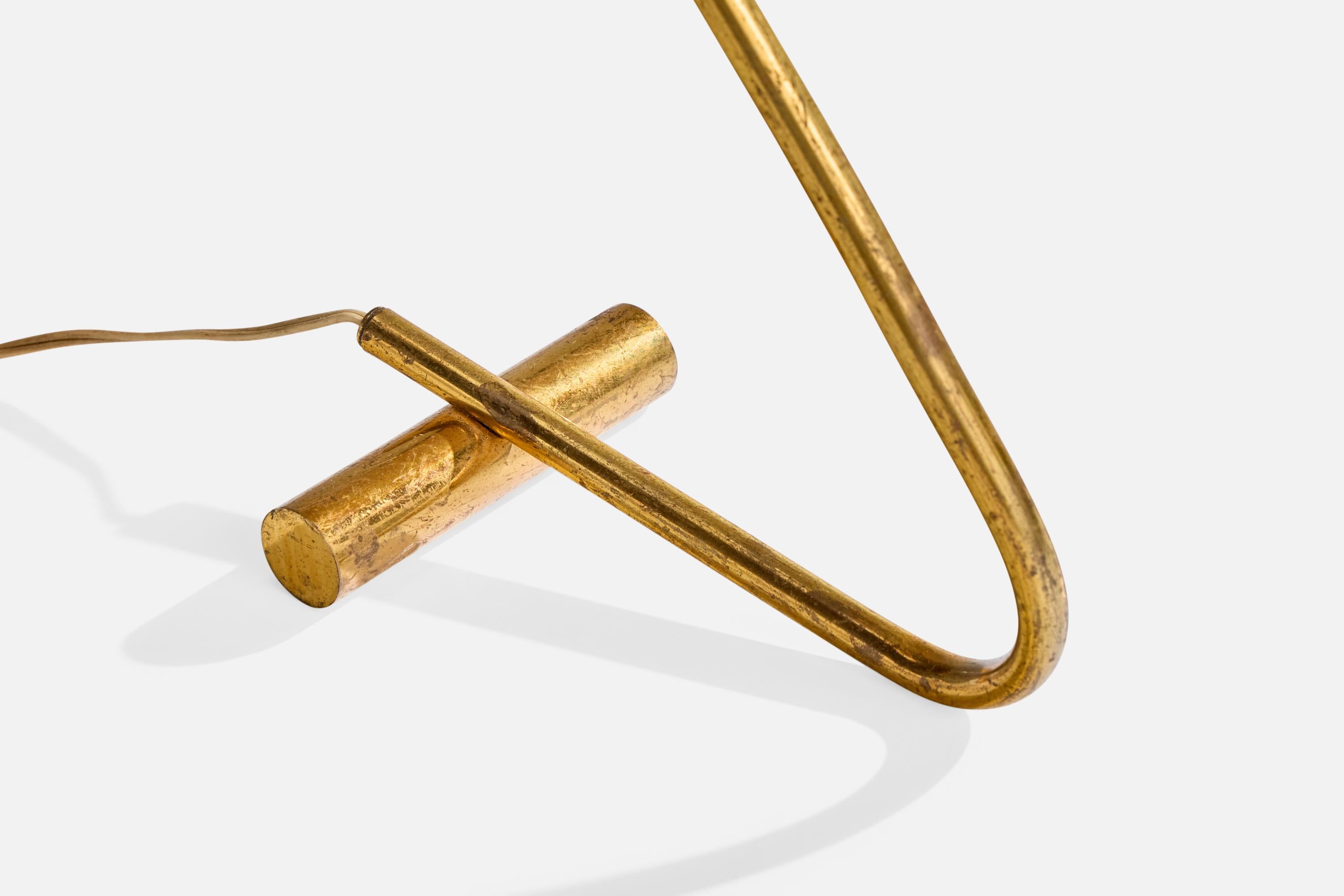Französischer Designer, Tischlampe, Messing, Rattan, Frankreich, 1950er Jahre im Angebot 2