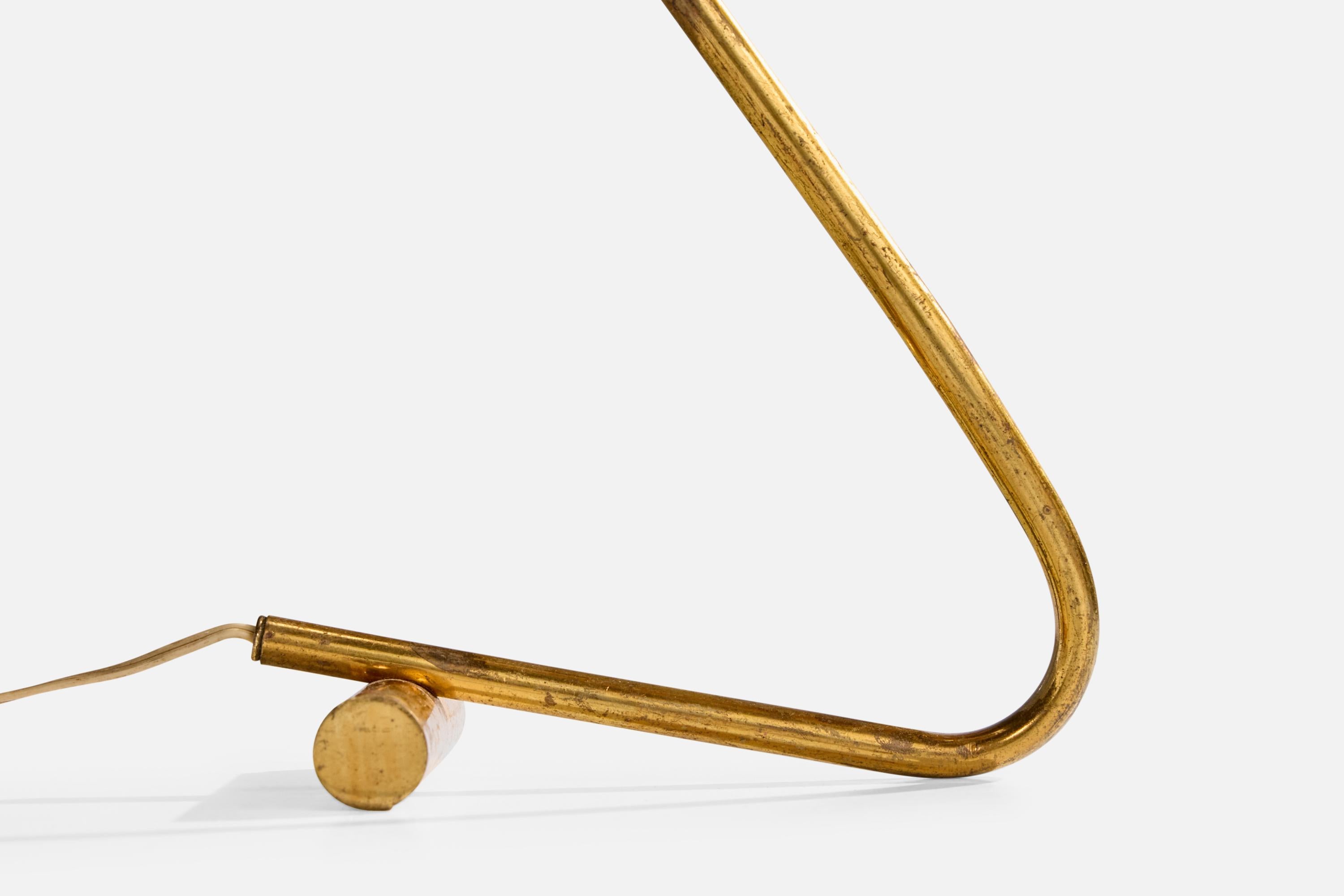Französischer Designer, Tischlampe, Messing, Rattan, Frankreich, 1950er Jahre im Angebot 3