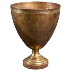 French Designer, Table Lamp, Brass, Wood, France, 1940s