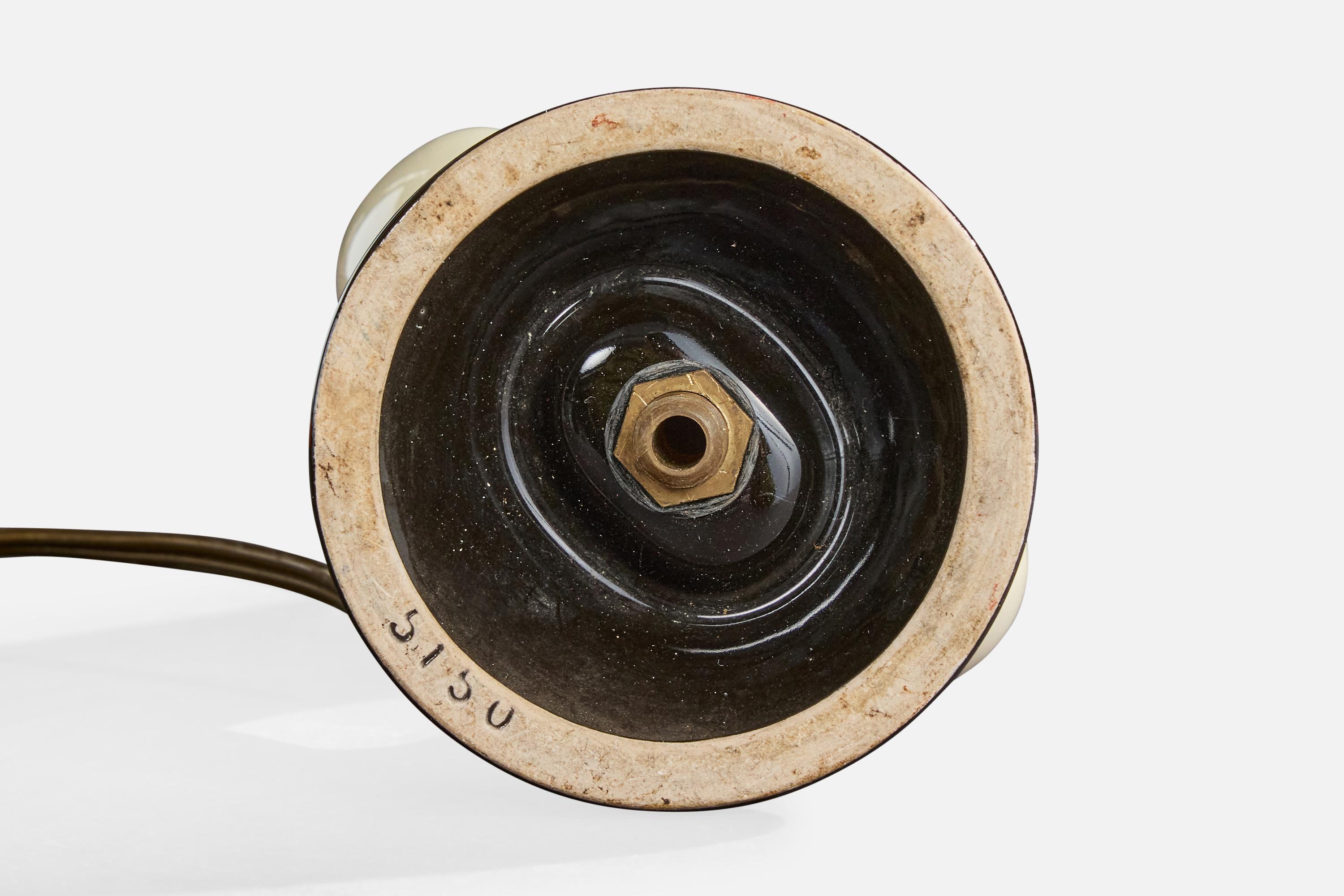 Diseñador francés, Lámpara de mesa, Cerámica, Latón, Tela, Francia, Años 60 en venta 3