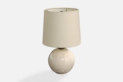French Designer, Table Lamp, Ceramic, Brass, France, 1930s