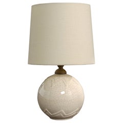 French Designer, Table Lamp, Ceramic, Brass, France, 1930s