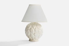 French Designer, Table Lamp, Ceramic, Brass, France, 1950s