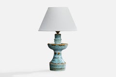 French Designer, Table Lamp, Ceramic, Brass, France, 1950s