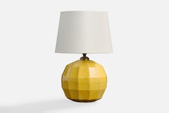 Französischer Designer, Tischlampe, Keramik, Messing, Frankreich, 1950er Jahre