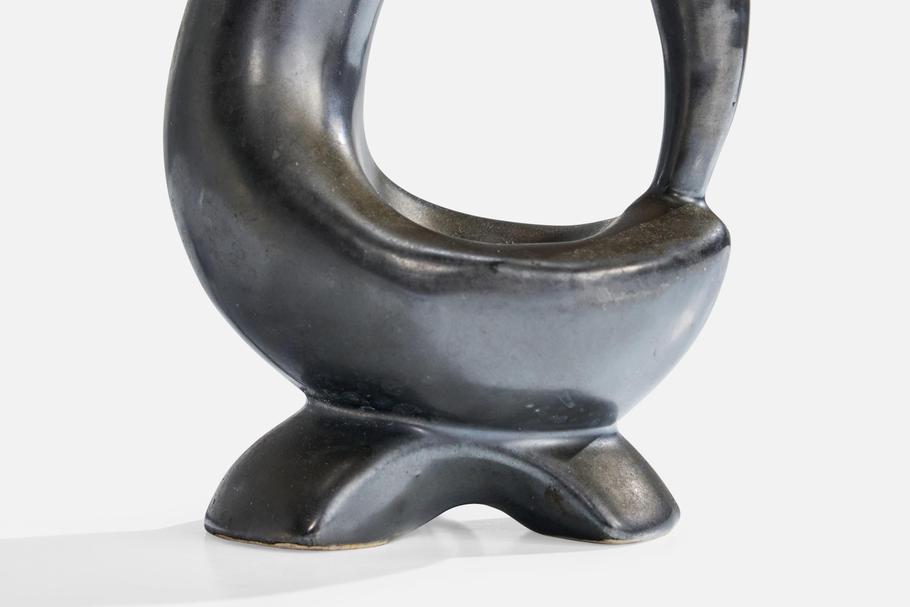 Diseñador francés, lámpara de mesa, cerámica, latón, Francia, años 50 Latón en venta