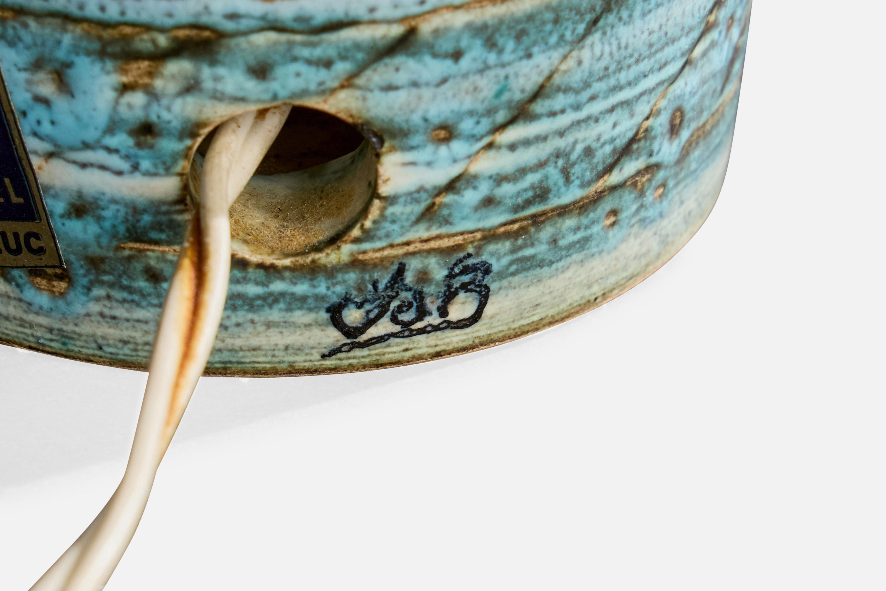 Lampada da tavolo di design francese, ceramica, ottone, Francia, anni '50 in vendita 1