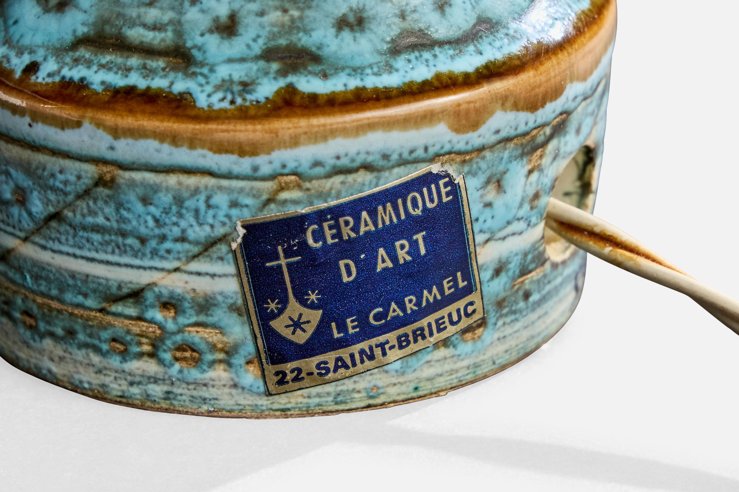 Lampada da tavolo di design francese, ceramica, ottone, Francia, anni '50 in vendita 2