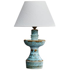 Lampada da tavolo di design francese, ceramica, ottone, Francia, anni '50