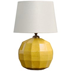 French Designer, Table Lamp, Ceramic, Brass, France, 1950s