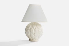 Französischer Designer, Tischlampe, Keramik, Messing, Frankreich, 1950er Jahre