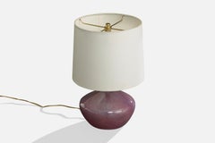French Designer, Table Lamp, Ceramic, Brass, France, 1960s