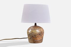 Créateur français, lampe de table, céramique, laiton, France, années 1960