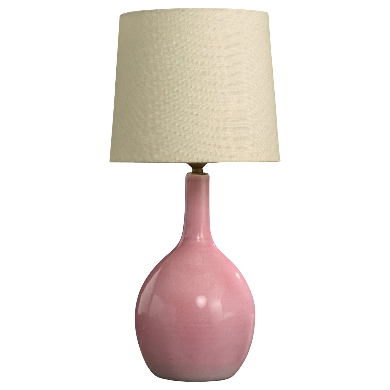 French Designer, Table Lamp, Ceramic, Brass, France, 1960s