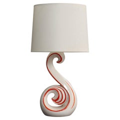 French Designer, Table Lamp, Ceramic, Brass, France, 1960s