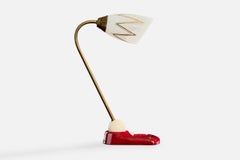 French Designer, Table Lamp, Ceramic, Brass, Glass, France, 1960s