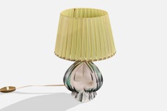 Créateur français, lampe de table, céramique, laiton, nylon, France, années 1960