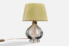 Créateur français, lampe de table, céramique, laiton, nylon, France, années 1960